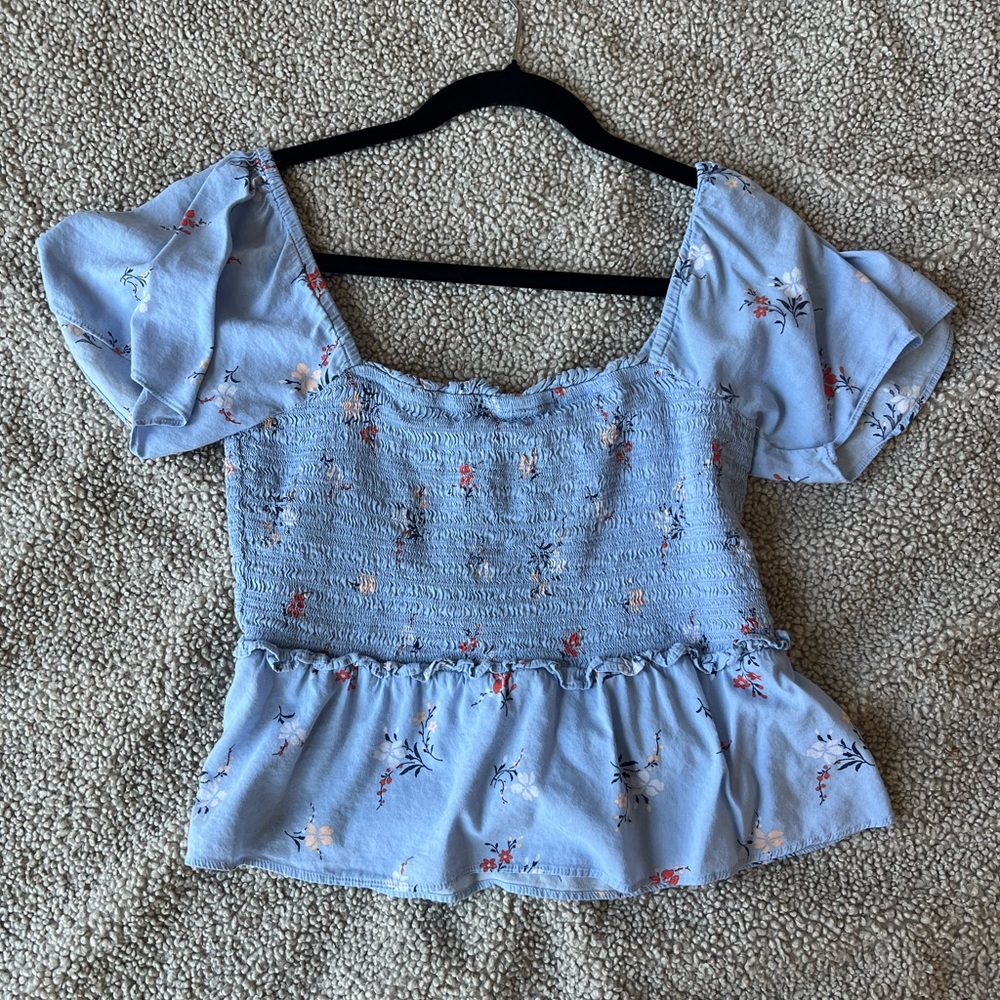 Madewell Blue Floral Top